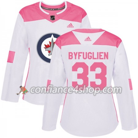 Adidas Maillot de Hockey Winnipeg Jets Dustin Byfuglien 33 2017-2018 Blanc Rose Fashion Authentic - Femme
